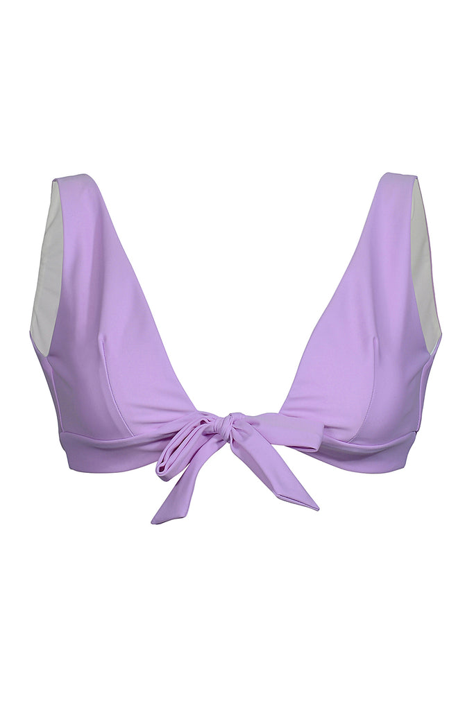 Camille Tie Front Bikini Top in Lilac. Shop Now Pay Later with Afterpay.